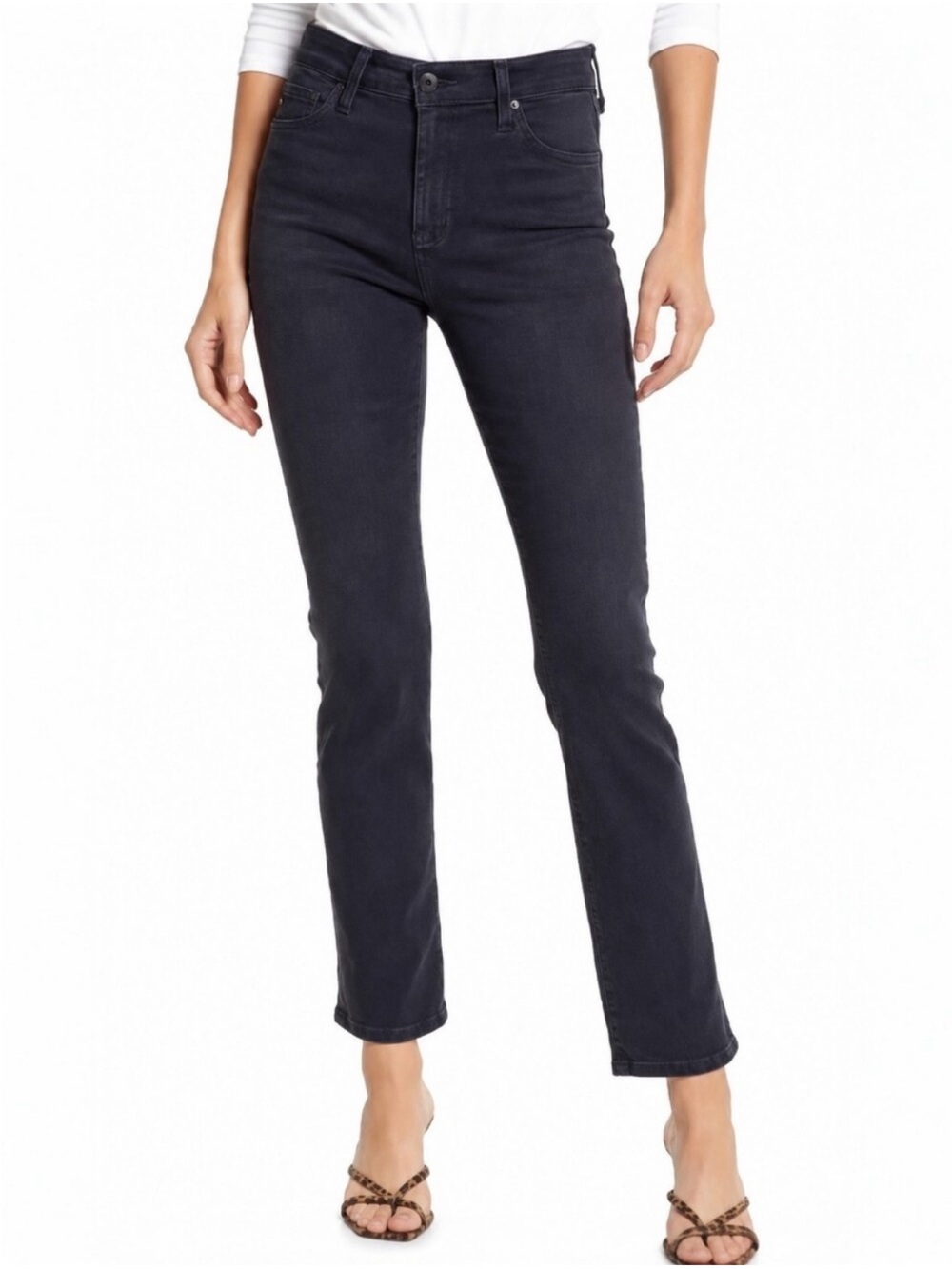 Adriano Goldschmied Mari High Rise Straight Jeans in Inked Noir Inko Size 27 NWT
